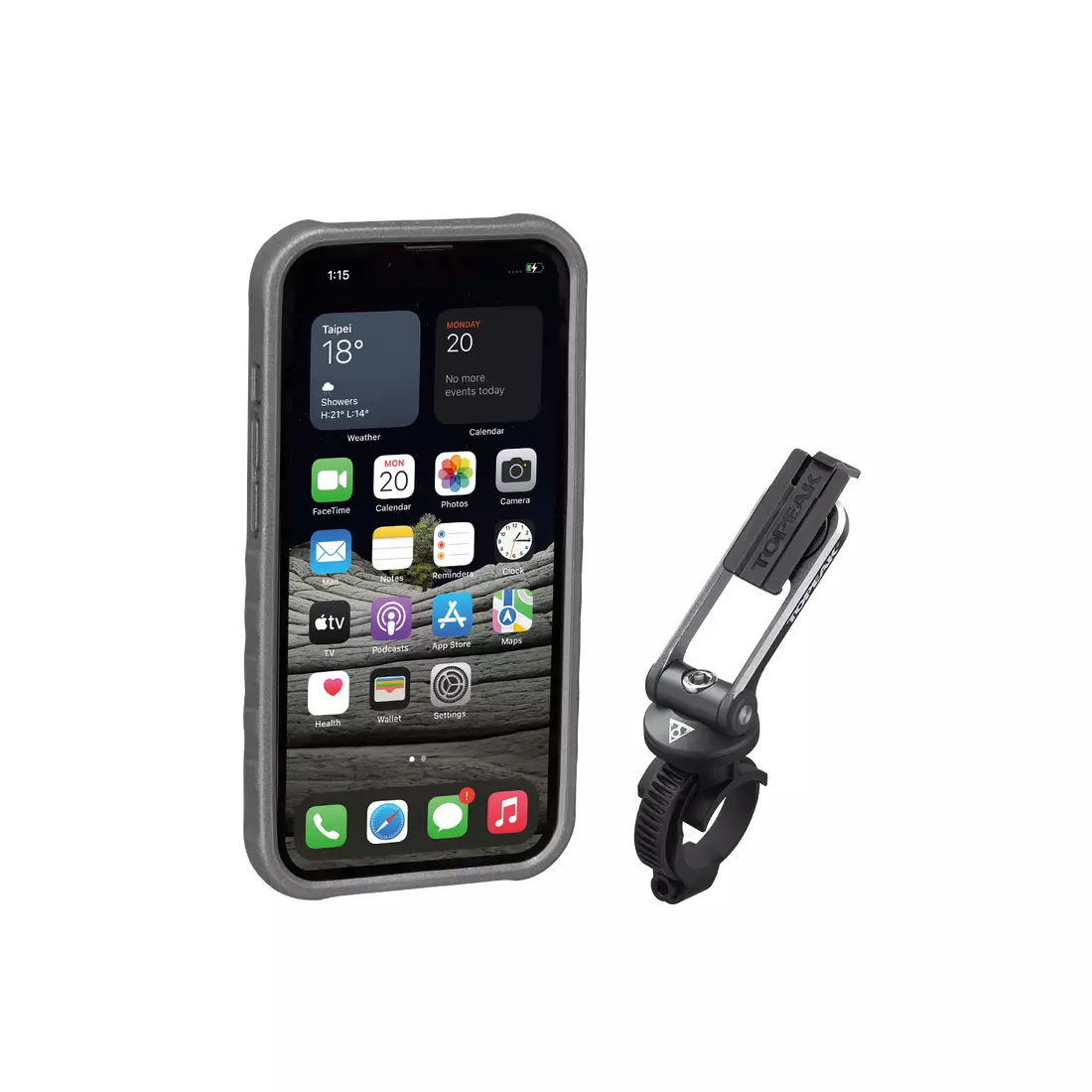 TOPEAK RIDECASE Borító + biciklitartó a telefonhoz Iphone 13 Pro, fekete/szürke