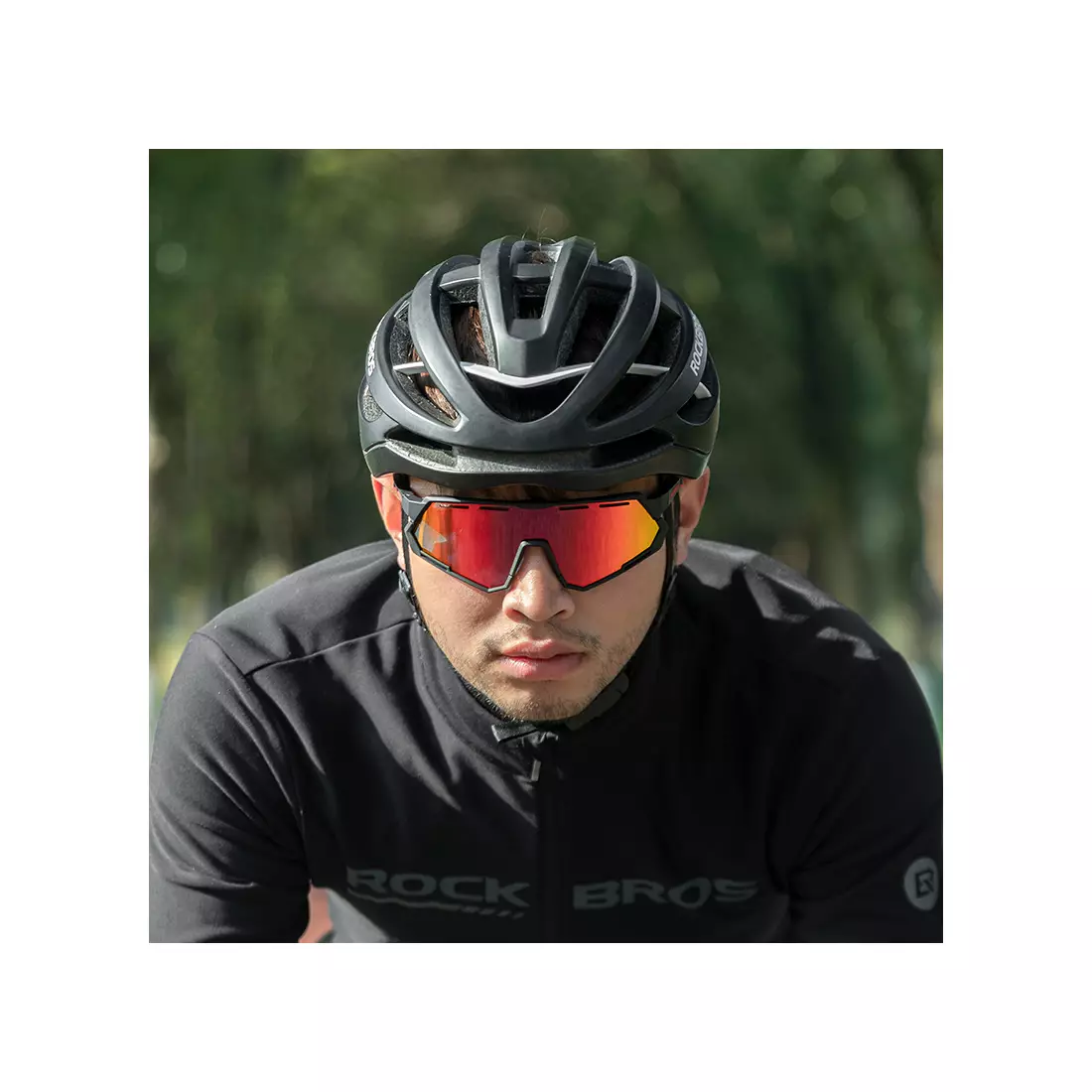 Rockbros 14210004001 Kerékpáros / sport szemüveg, polarizált, fotokróm 2 cserélhető lencse, fekete és piros