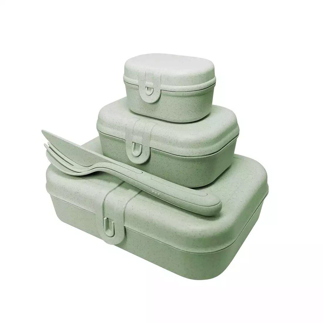 Koziol Pascal ready organic lunchbox készlet + evőeszközök, zöld