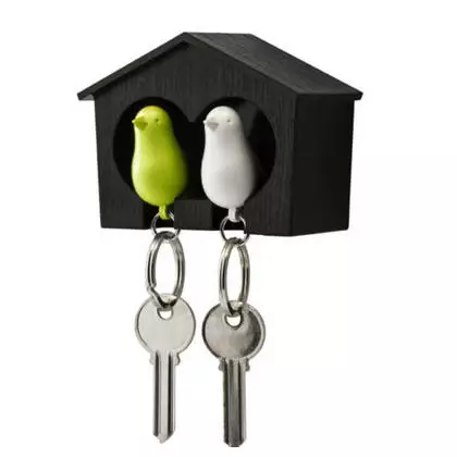 QUALY kulcstartó, duo sparrow, fekete-zöld-fehér