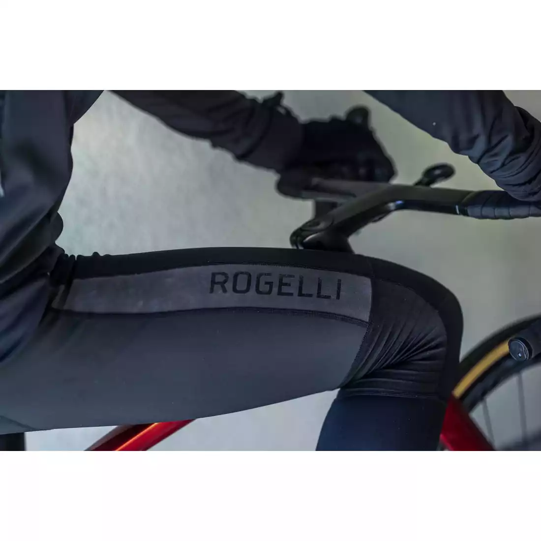 Rogelli DEEP WINTER férfi hőszigetelt kerékpáros nadrág nadrágtartóval, fekete