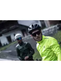 Rogelli DISTANCE férfi kerékpáros esőkabát, fluor