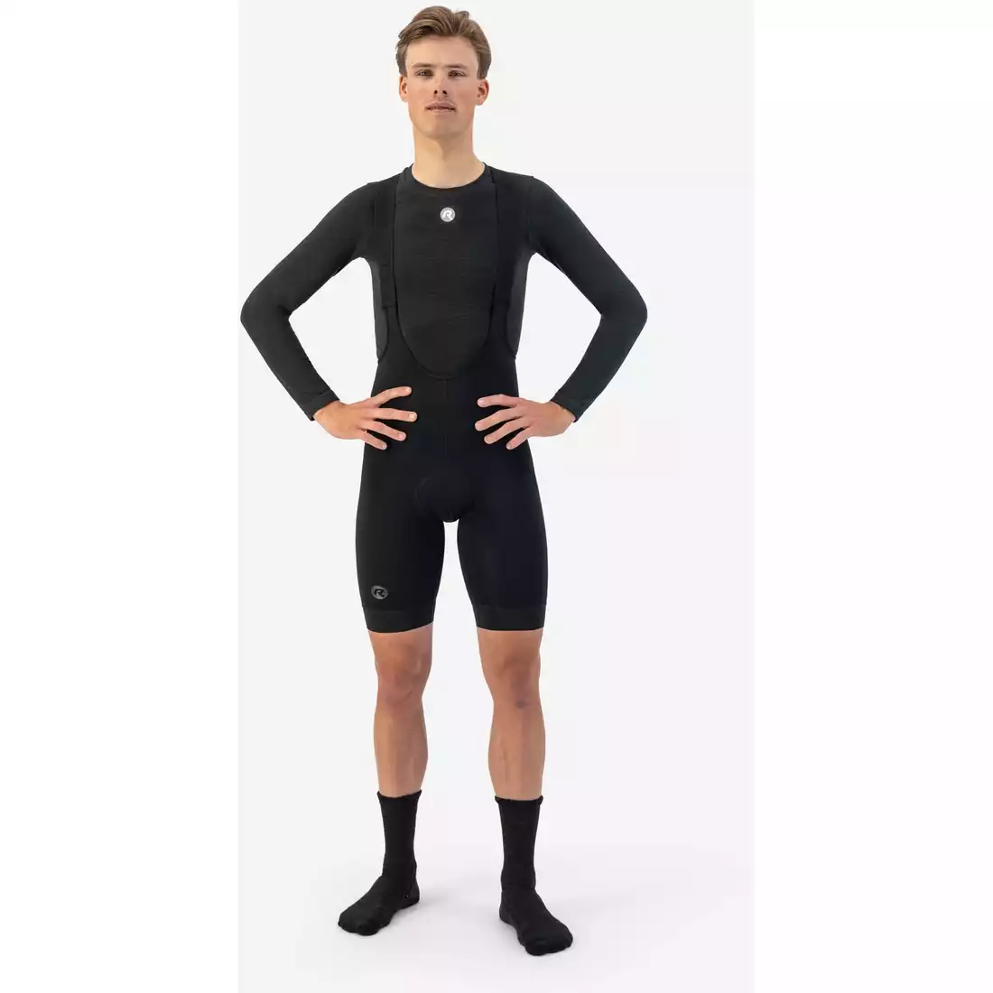 Rogelli THERMAL DWR férfi kerékpáros rövidnadrág nadrágtartóval, meleg, fekete