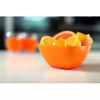 VIALLI DESIGN LIVIO négyzet alakú akril tál, narancssárga