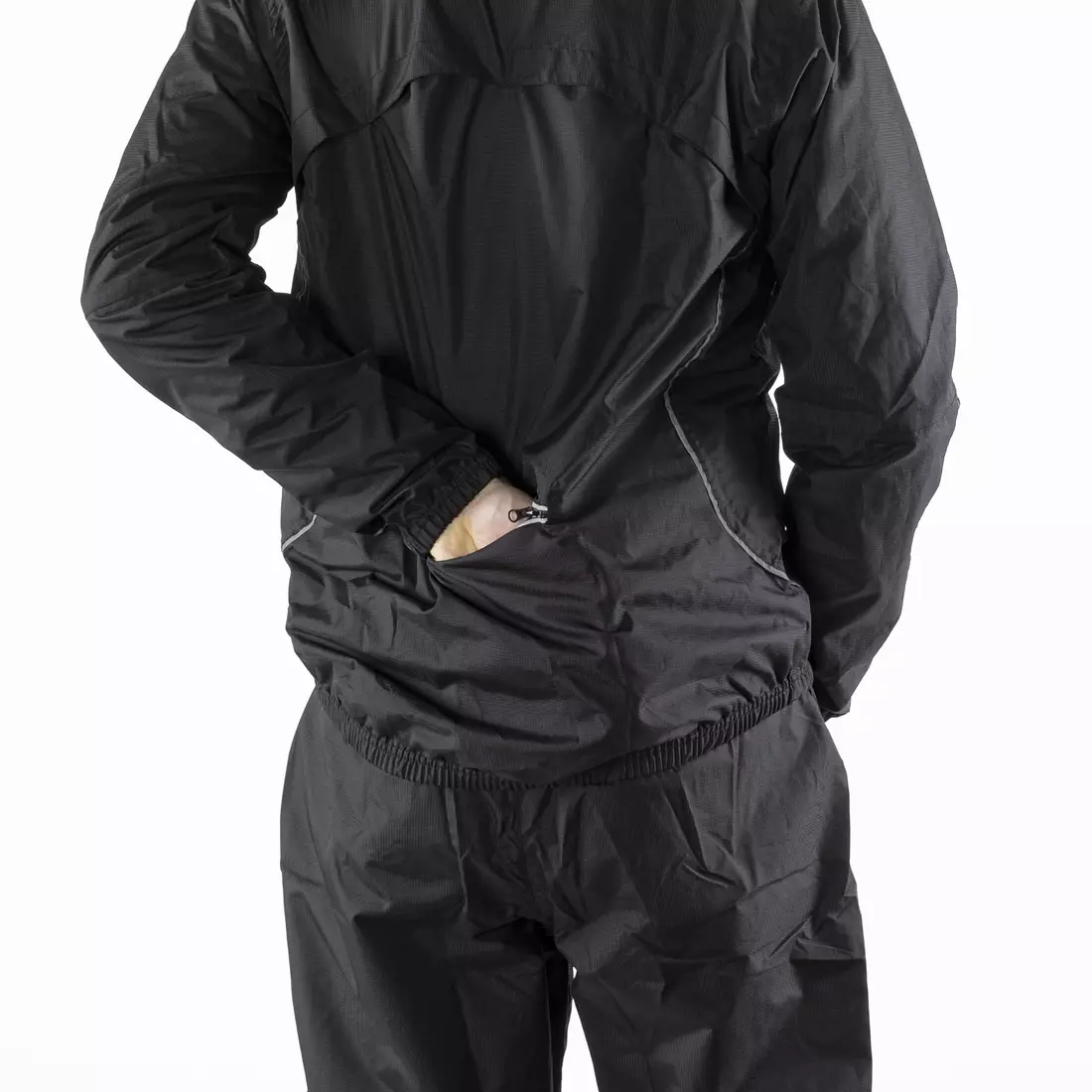 KAYMAQ J1 férfi kapucnis eső kerékpáros dzseki, fekete