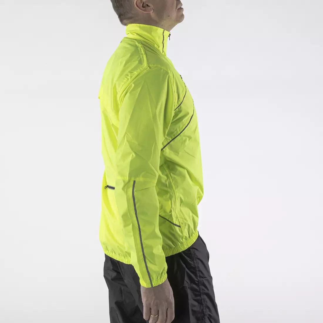 KAYMAQ J1 férfi kapucnis eső kerékpáros dzseki, fluoro sárga