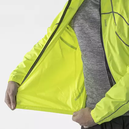 KAYMAQ J1 férfi kapucnis eső kerékpáros dzseki, fluoro sárga