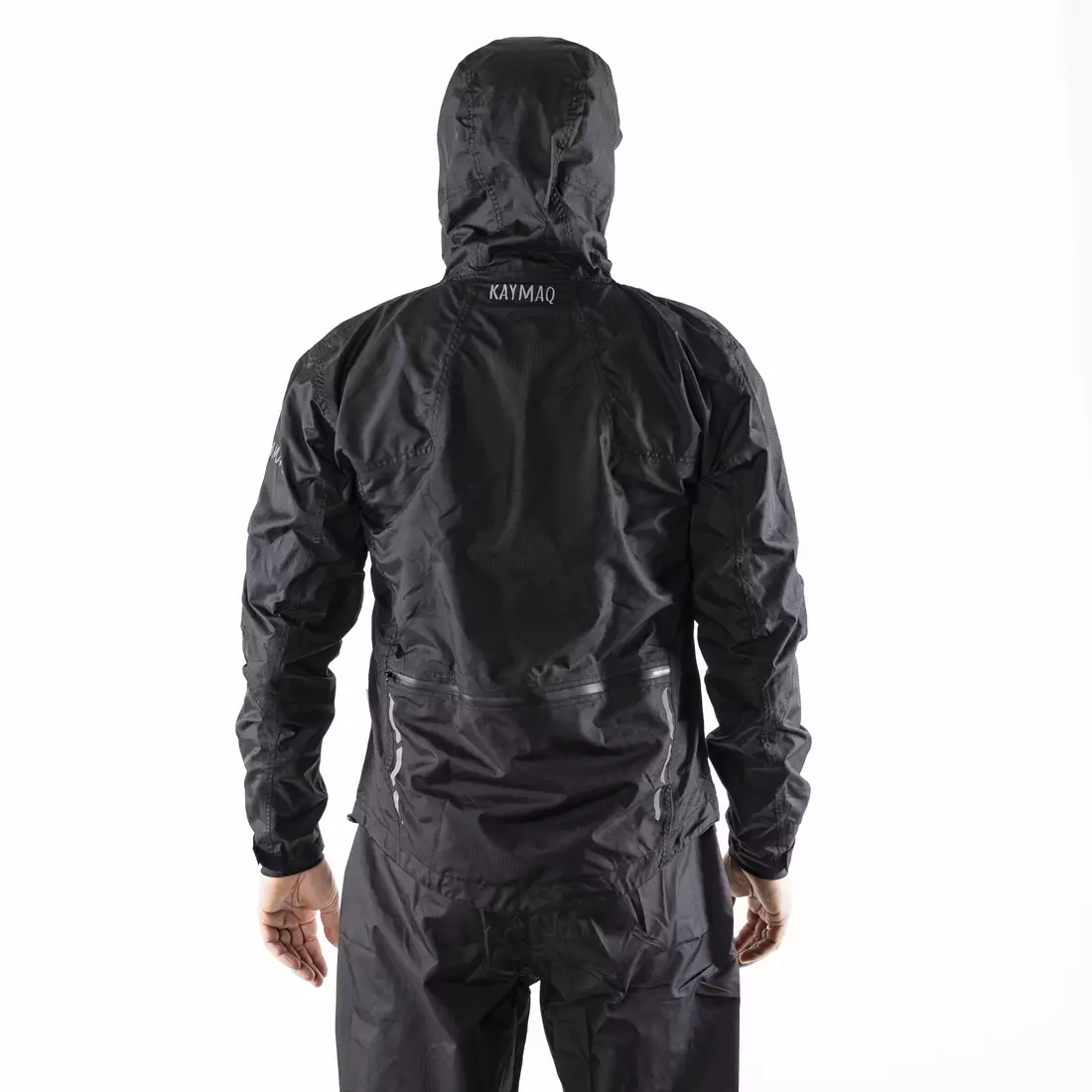KAYMAQ J2MH férfi kapucnis eső kerékpáros dzseki, fekete