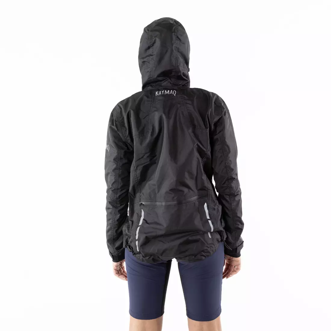 KAYMAQ J2WH női kapucnis eső kerékpáros dzseki, fekete