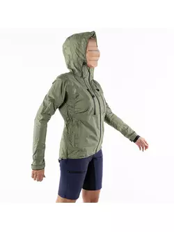 KAYMAQ J2WH női kapucnis eső kerékpáros dzseki, olívaolaj