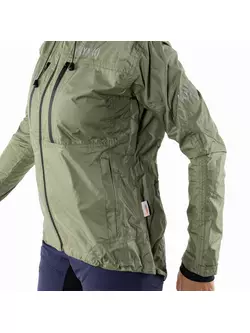 KAYMAQ J2WH női kapucnis eső kerékpáros dzseki, olívaolaj
