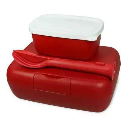 Koziol Candy Ready Dsred lunchbox edénnyel és evőeszközökkel, piros