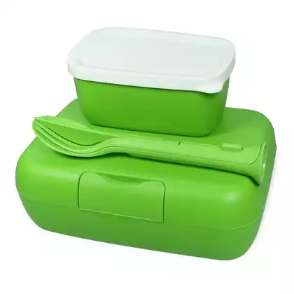 Koziol Candy Ready Healthy lunchbox edénnyel és evőeszközökkel, zöld