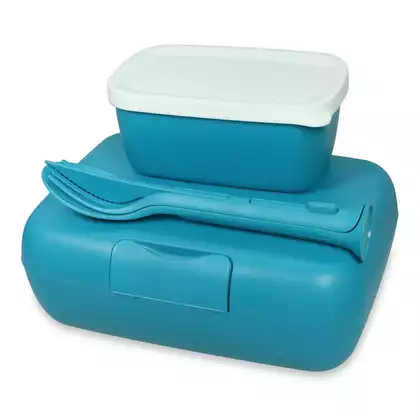 Koziol Candy Ready Ocean lunchbox edénnyel és evőeszközökkel, kék