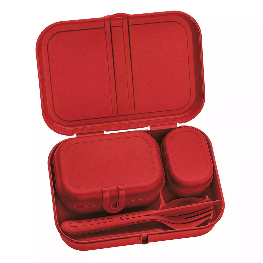 Koziol Pascal ready organic lunchbox készlet + evőeszközök, piros