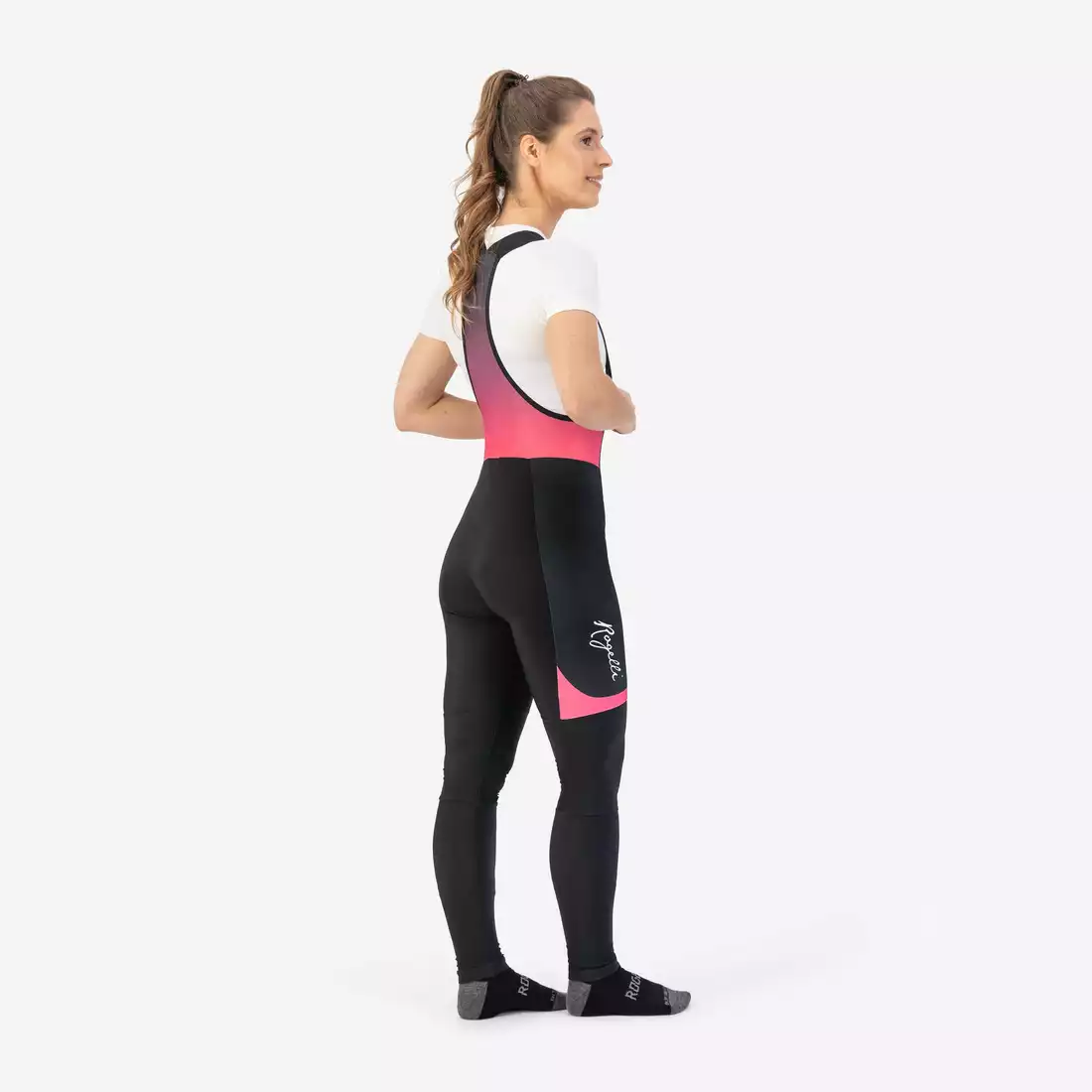 ROGELLI SELECT II női téli kerékpáros nadrág nadrágtartóval, rózsaszín