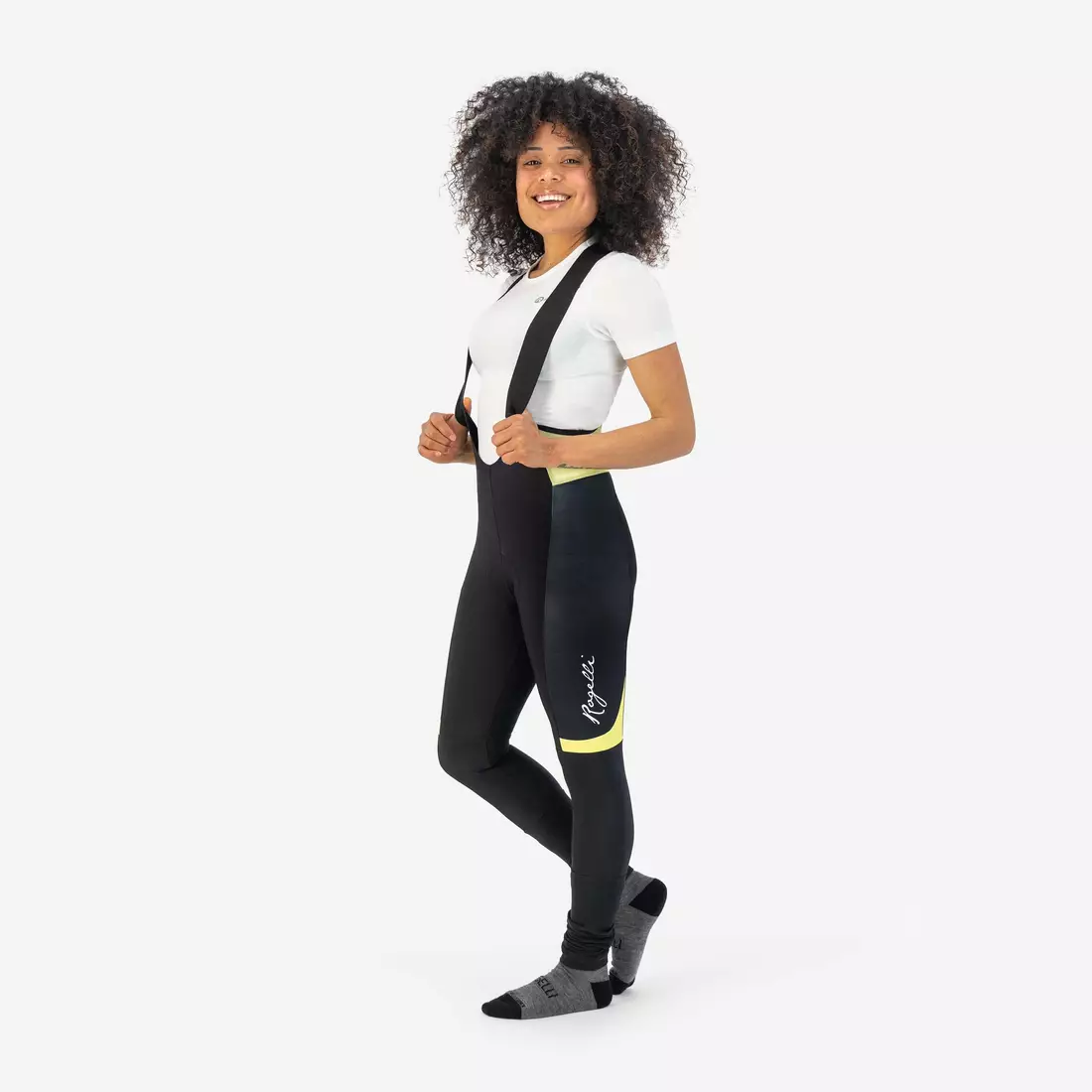 ROGELLI SELECT II női téli kerékpáros nadrág nadrágtartóval, sárga