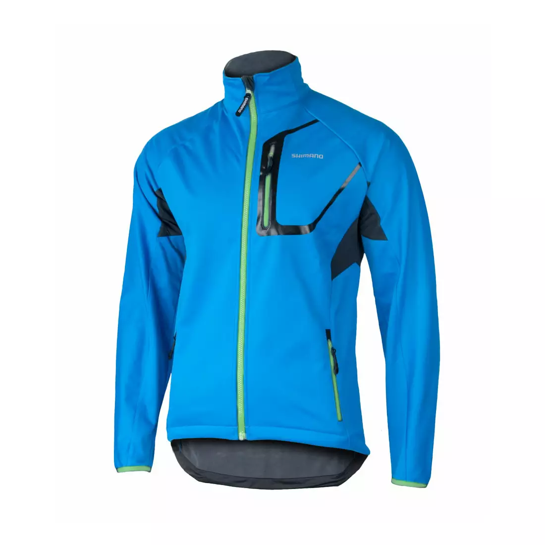 SHIMANO kerékpáros kabát, Softshell ECWJATWLS13, kék-zöld