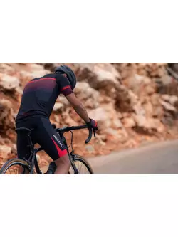 Rogelli FUSE II férfi kerékpáros kantáros rövidnadrág, fekete és piros
