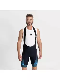 Rogelli HERO II férfi kerékpáros kantáros rövidnadrág, fekete és kék