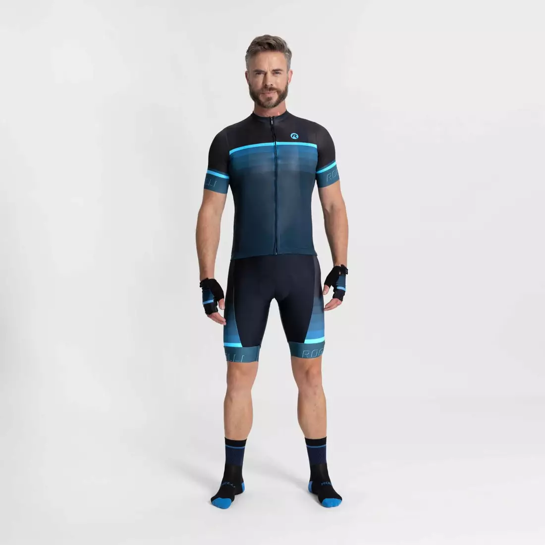 Rogelli HERO II férfi kerékpáros mez, fekete és kék
