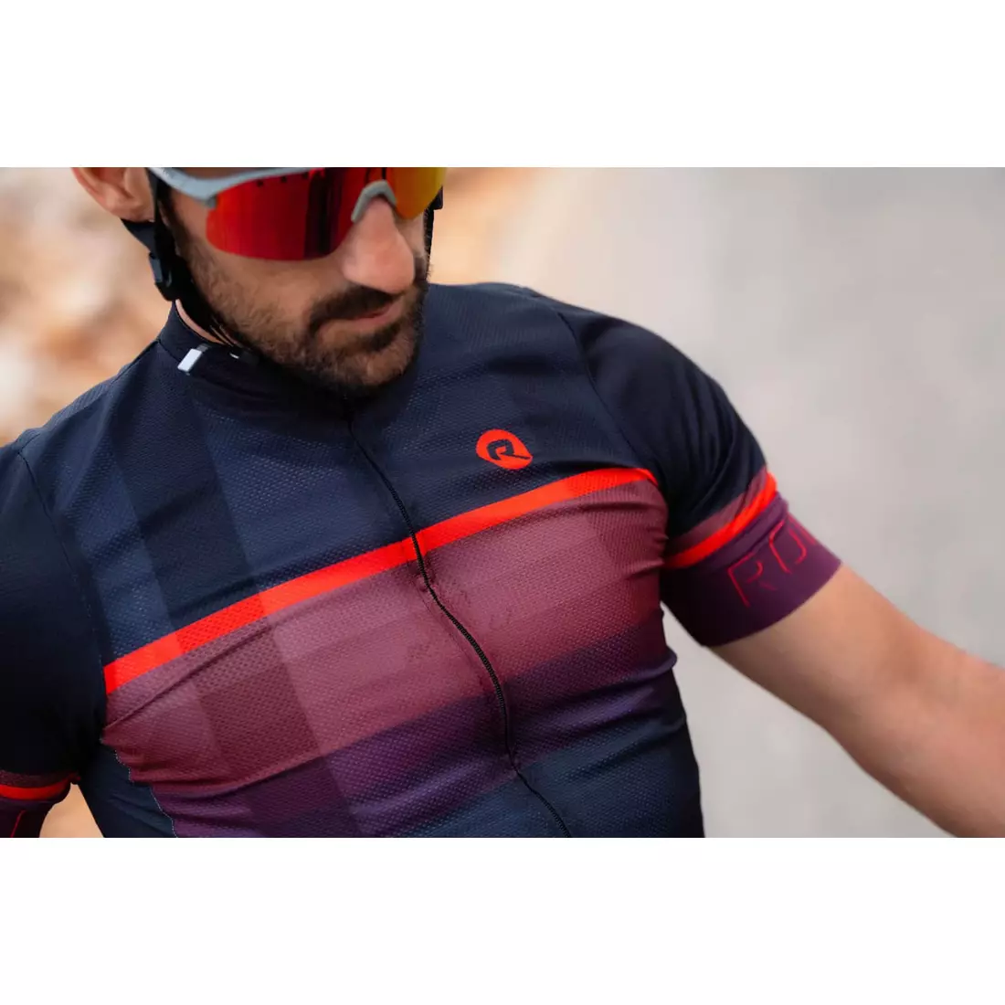 Rogelli HERO II férfi kerékpáros mez, fekete és piros