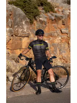 Rogelli HERO II férfi kerékpáros mez, fekete-fluor