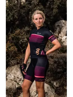 Rogelli IMPRESS II női kerékpáros mez, fekete-bor-korall