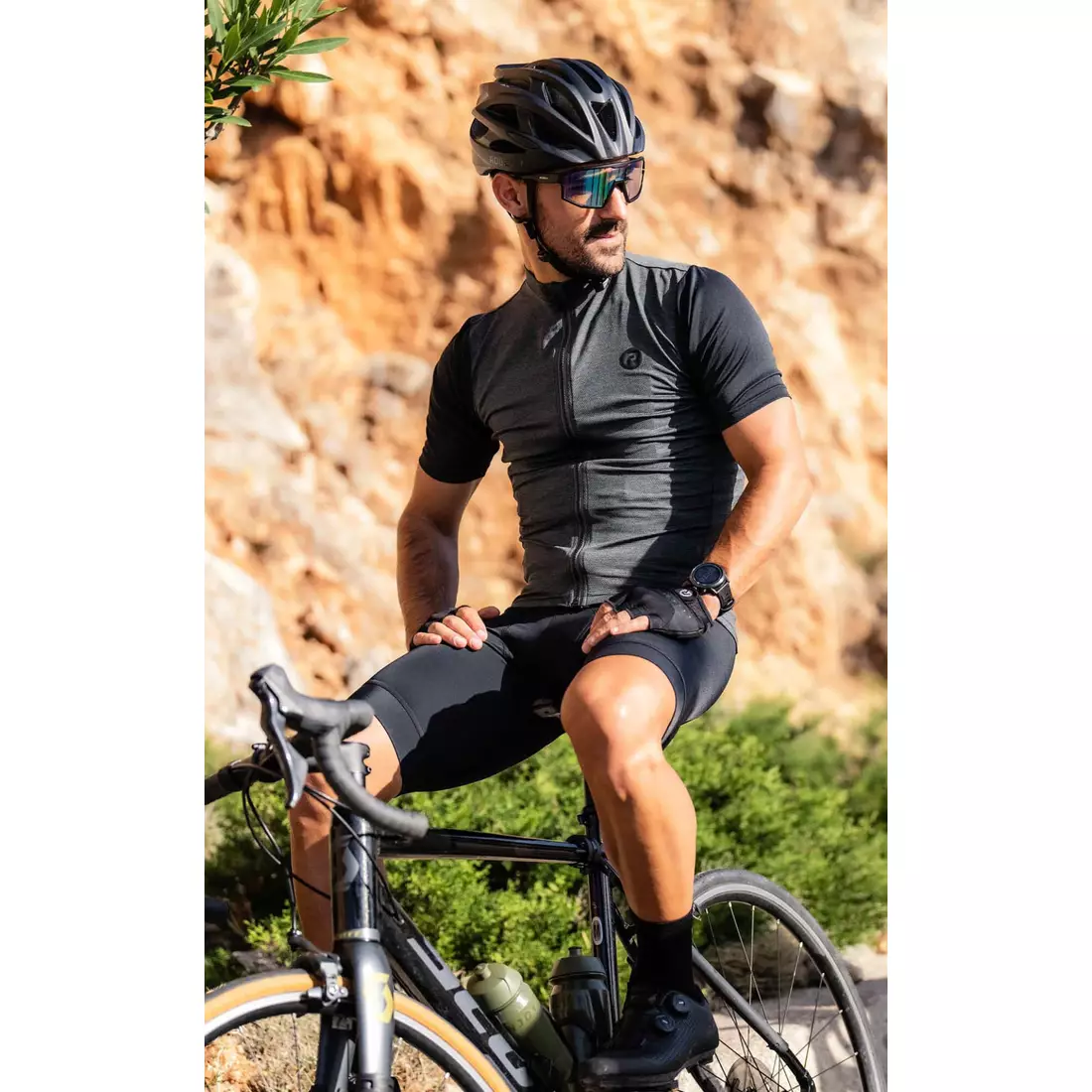 Rogelli MELANGE férfi kerékpáros mez, khaki