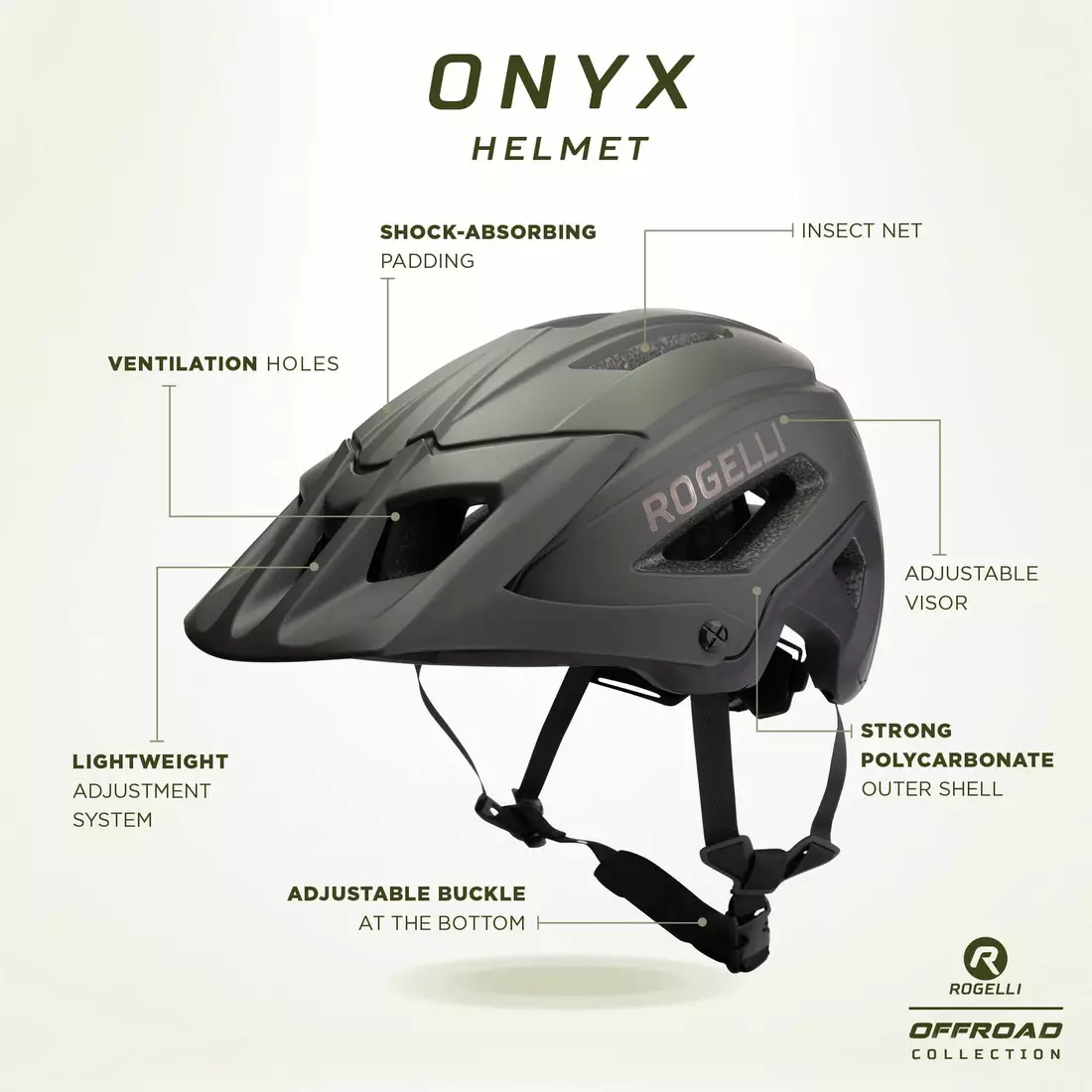 Rogelli MTB ONYX kerékpáros sisak zöld