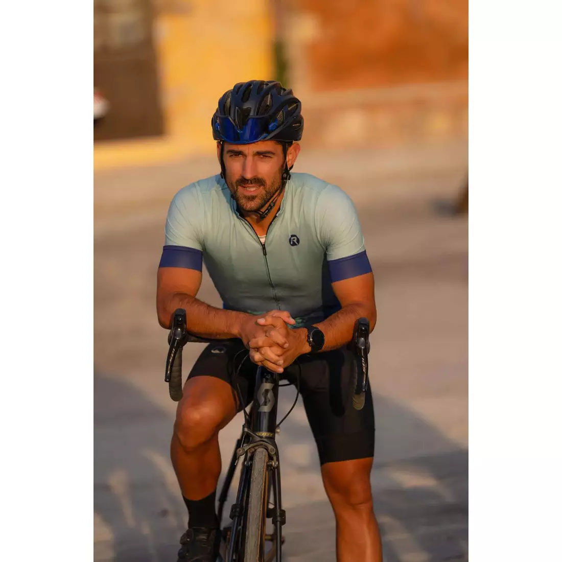 Rogelli NEBULA férfi kerékpáros mez, kék-menta