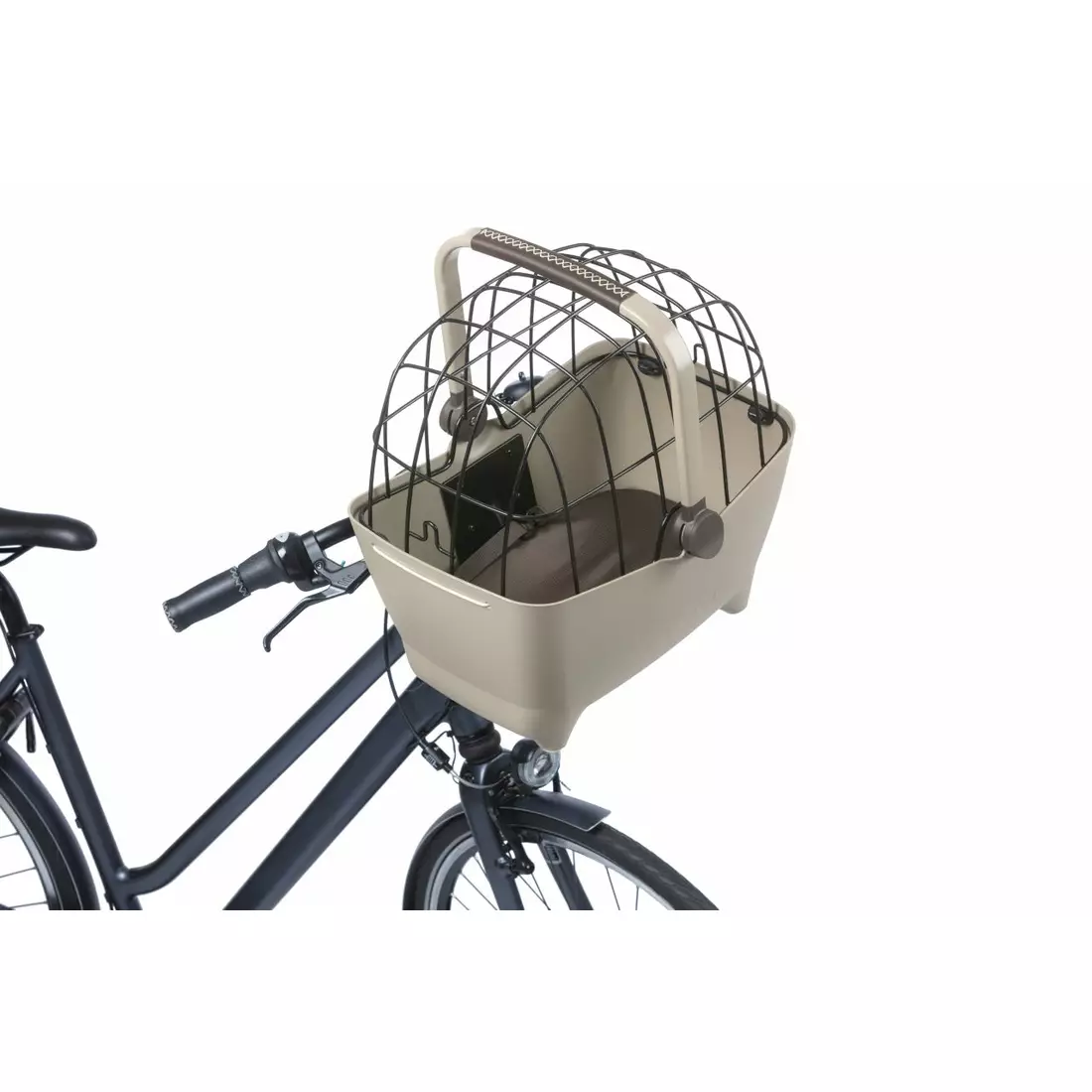 BASIL BUDDY KF kerékpár első kosár kutyának való párnával, barna