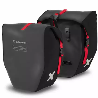 EXTRAWHEEL BIKER POLYESTER kerékpár hátsó táskák, szürke-fekete 50 L