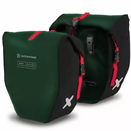 EXTRAWHEEL BIKER kerékpár hátsó táskák, zöld és fekete 50 L