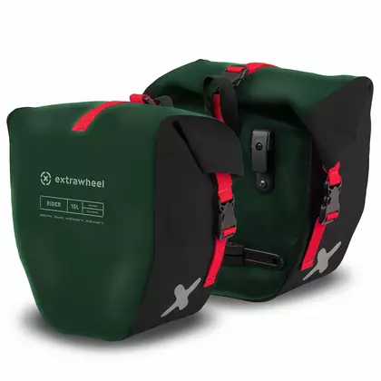 EXTRAWHEEL RIDER POLYESTER kerékpár hátsó táskák, zöld és fekete 30 L