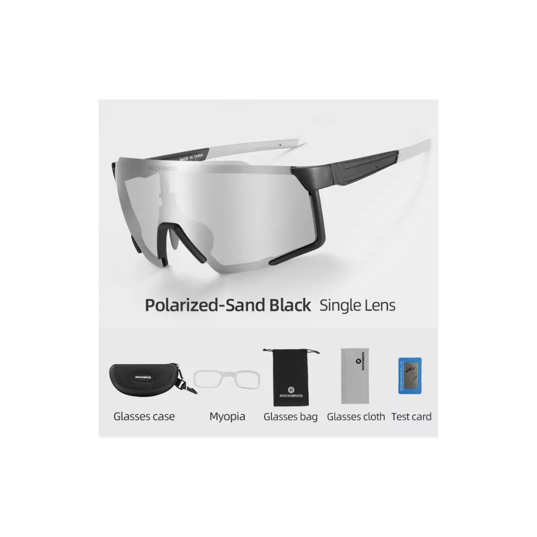 RockBros SP22BK Kerékpáros / sport szemüveg, polarizált, fekete és szürke