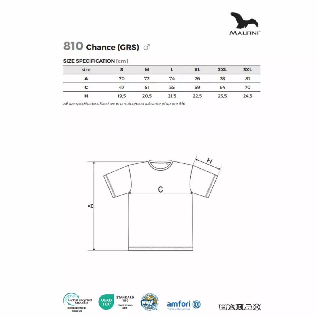 MALFINI CHANCE GRS Férfi sport póló, rövid ujjú, újrahasznosított mikropoliészter, fekete melírozott 810M113