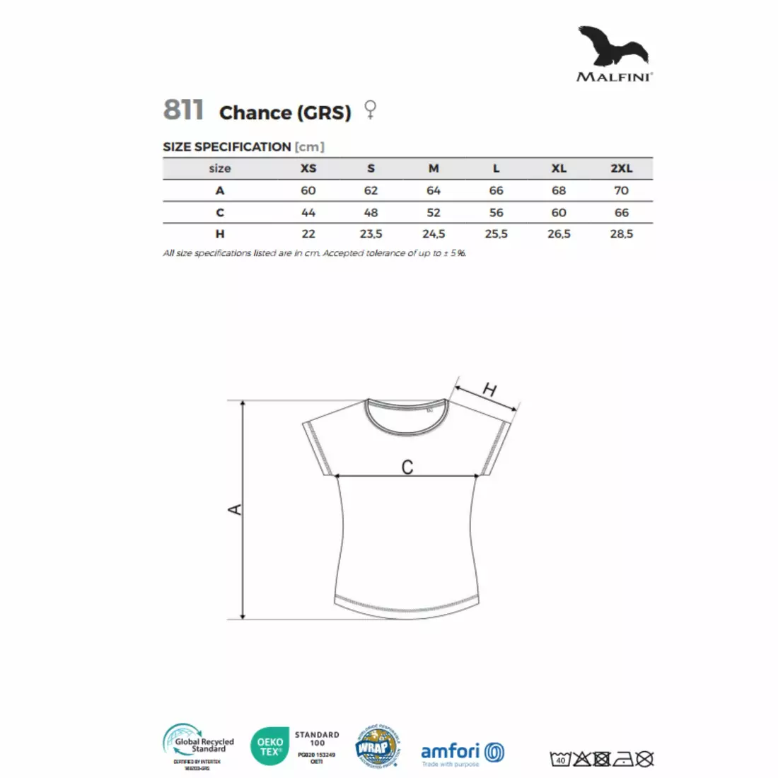 MALFINI CHANCE GRS Női sport póló, rövid ujjú, újrahasznosított mikropoliészter, ezüst melírozott 811M312