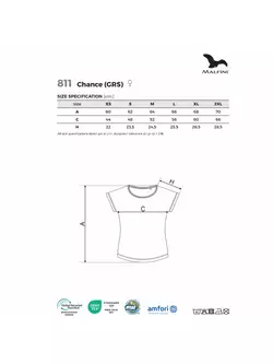 MALFINI CHANCE GRS Női sport póló, rövid ujjú, újrahasznosított mikropoliészter, ezüst melírozott 811M312