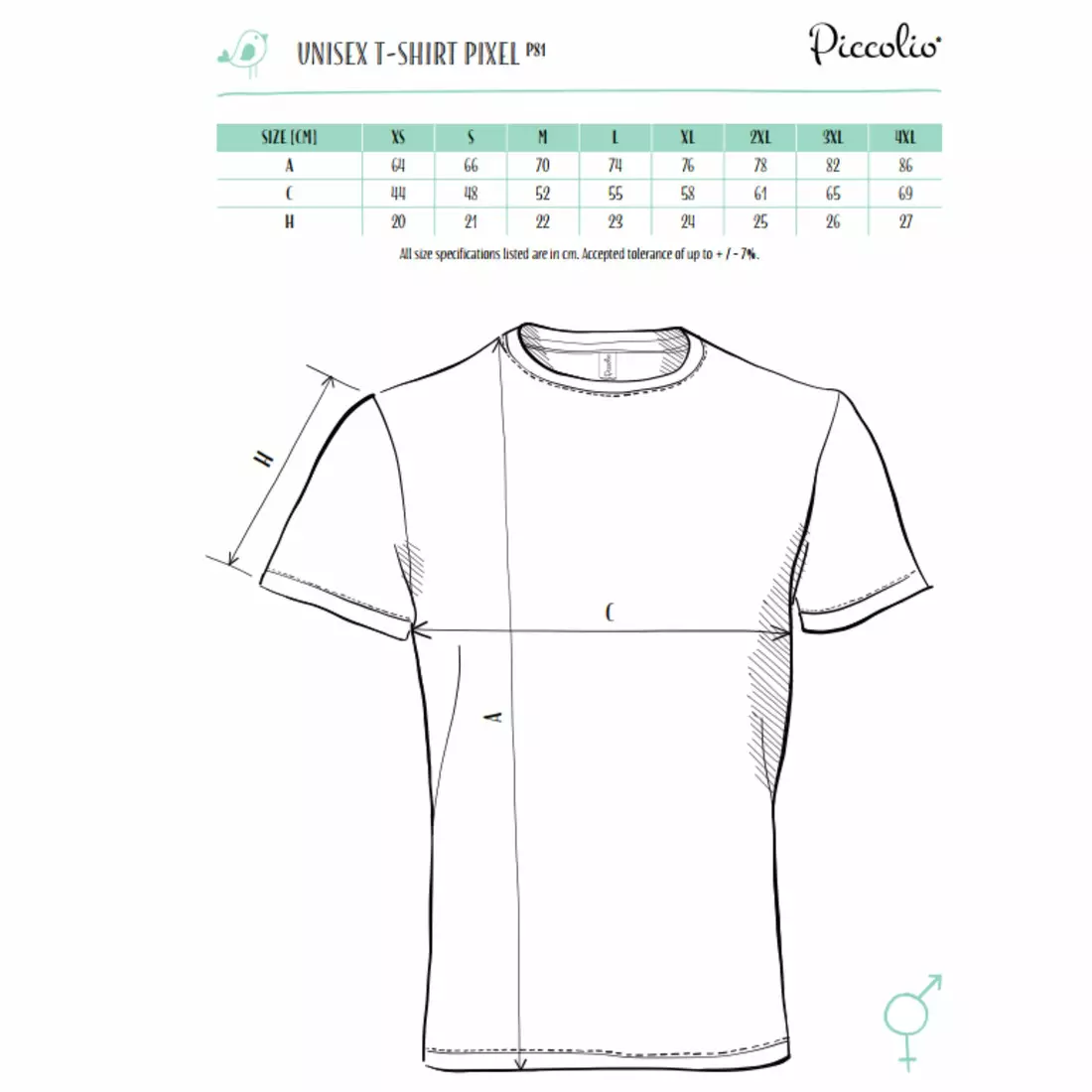 PICCOLIO PIXEL Sport póló T-shirt, rövid ujjú, férfi, türkiz, 100 % poliészter P814412