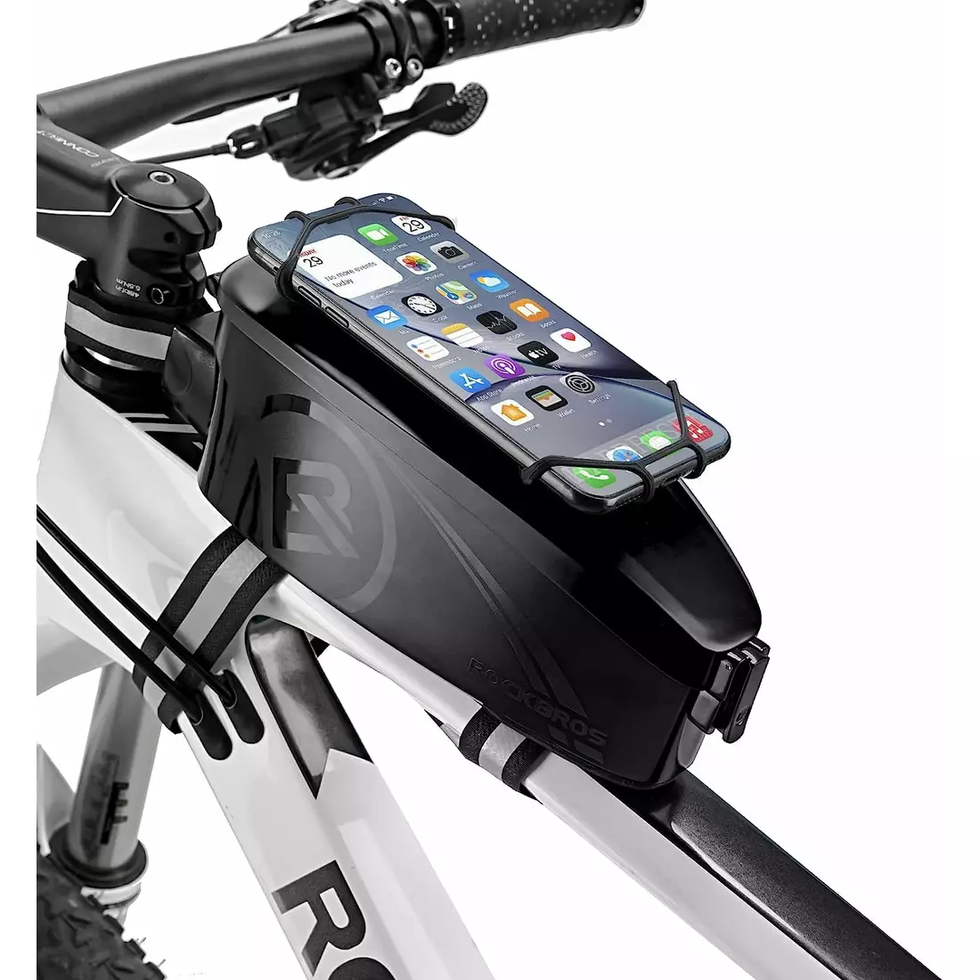Rockbros kerékpáros felsőcső táska telefon tartóval, fekete 30120018001