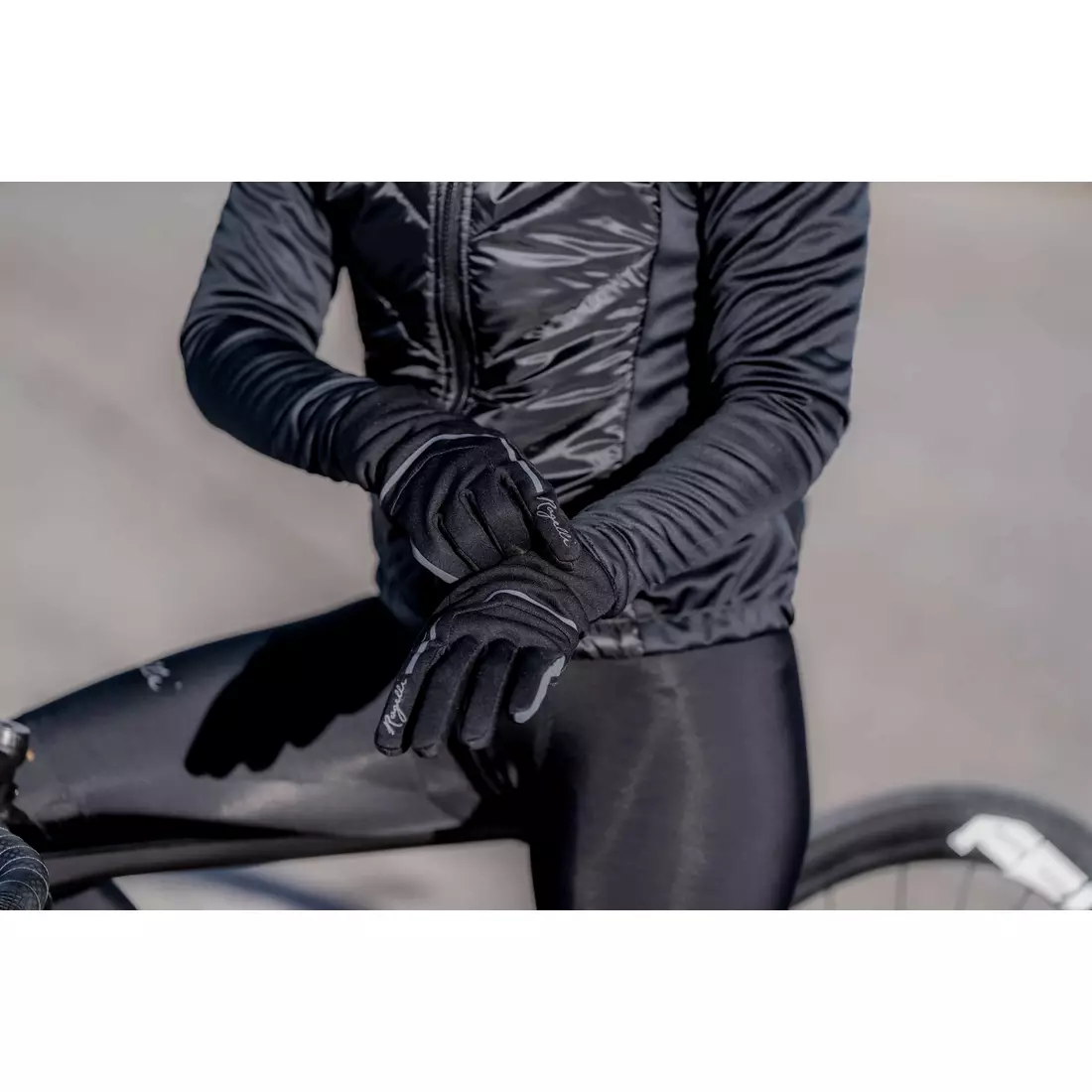 Rogelli APEX női téli kerékpáros kesztyű, fekete