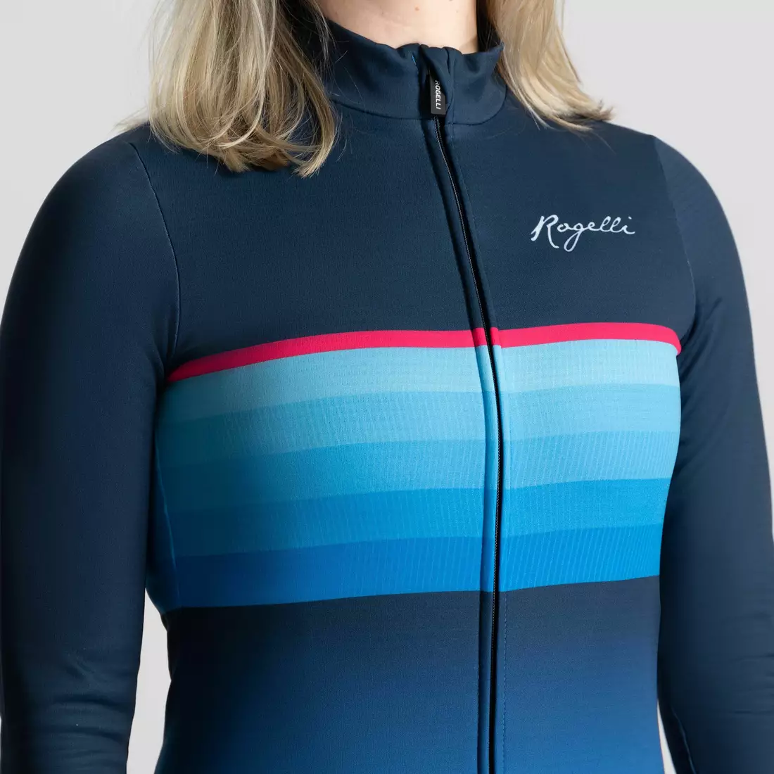 Rogelli női kerékpáros pulóver IMPRESS II kék-rózsaszín