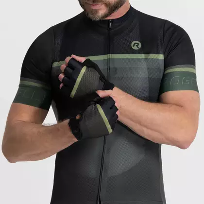 Rogelli HERO II kerékpáros kesztyű fekete és zöld színben