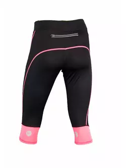 ROGELLI SUEZ női futónadrág 840.742, 3/4 lábú, fekete és rózsaszín