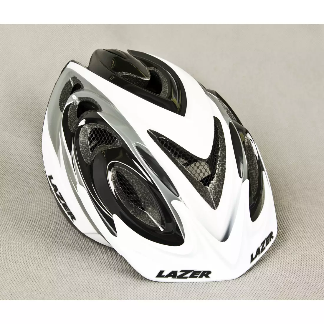 LAZER - 2X3M MTB kerékpáros sisak, színe: szürke fehér fekete