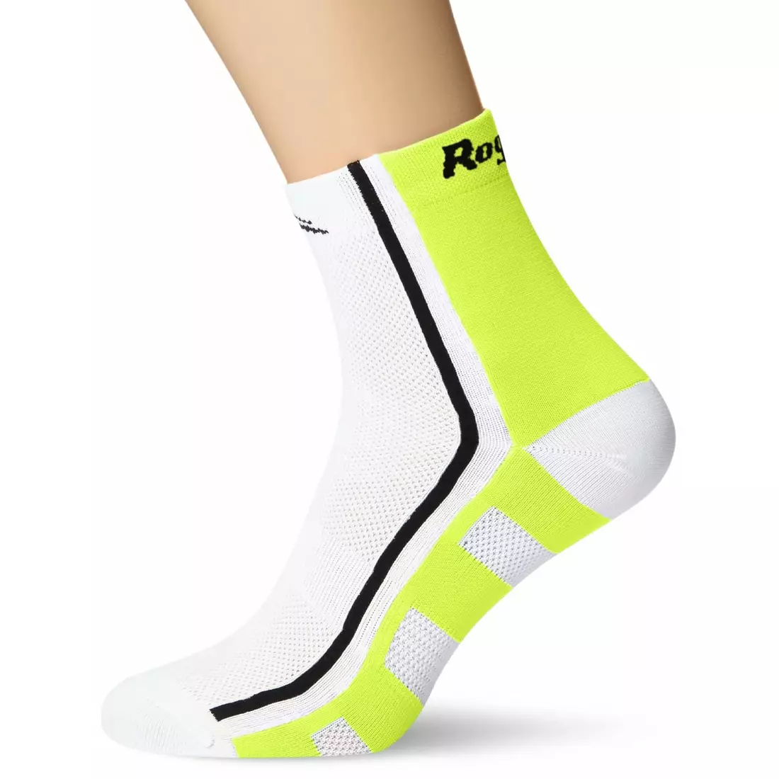 ROGELLI RCS-04 kerékpáros zokni, fehér-fluor