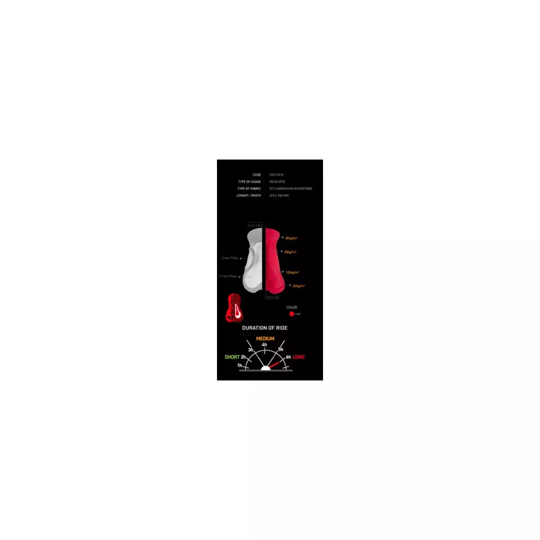 MikeSPORT GEXO hőszigetelt kerékpáros nadrág COMP HP betéttel, előke, fekete és piros varrások
