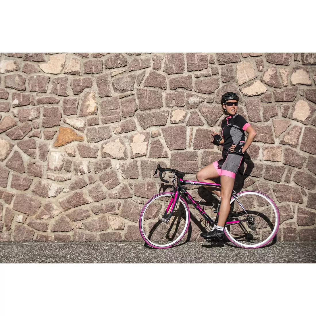 ROGELLI CARLYN - női kerékpáros mez 010.026, fekete és rózsaszín