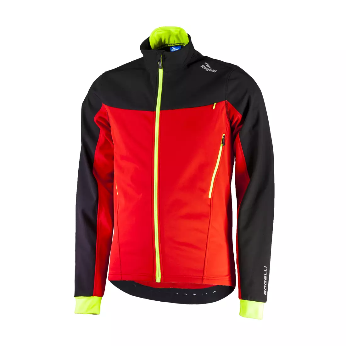 ROGELLI TRABIA téli kerékpáros kabát Softshell, fekete-piros-fluor 003.116